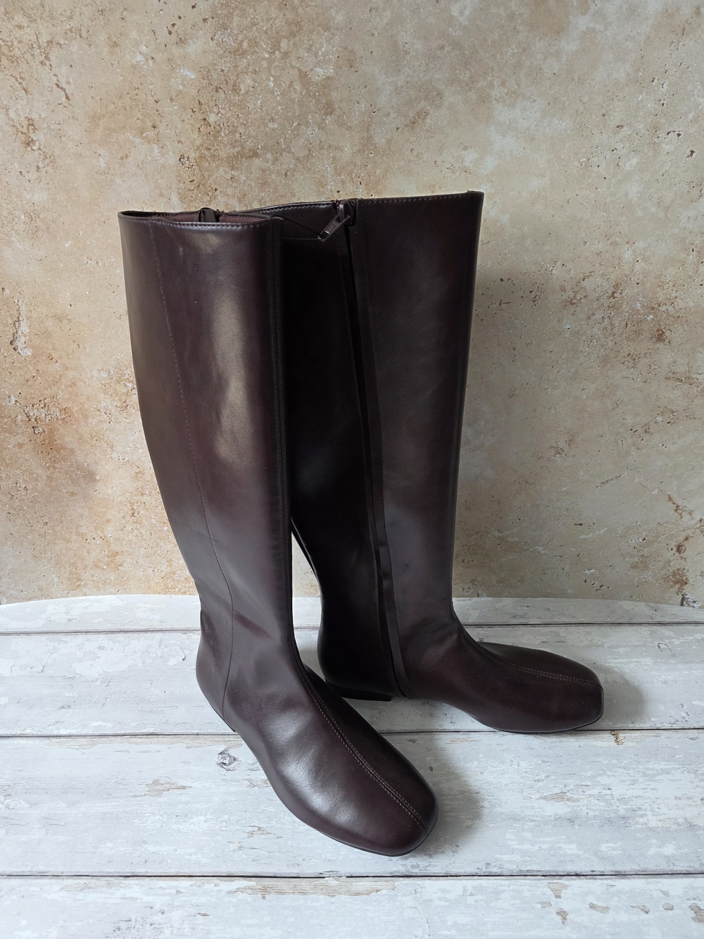 Time and Tru Women's Over-the-Knee Leather Boots in Dark Brown